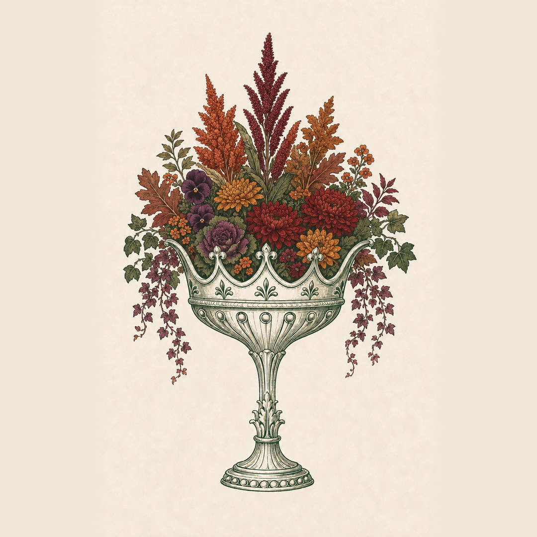 Fall arrangement in the signature crown planter